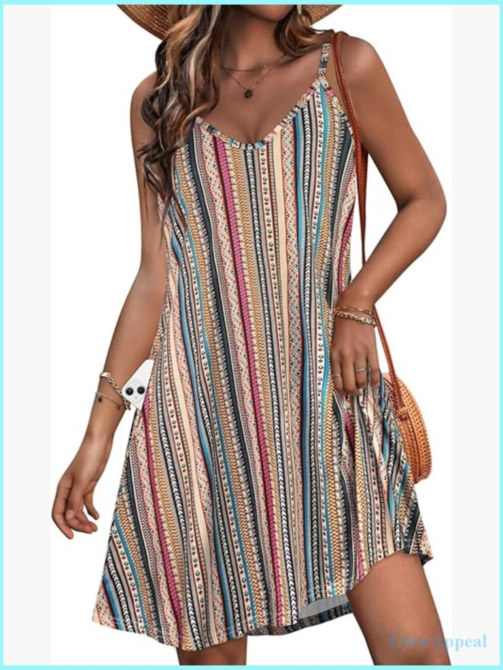 Spaghetti Strap Summer Dress with Pockets, Loose Fit Cover Up